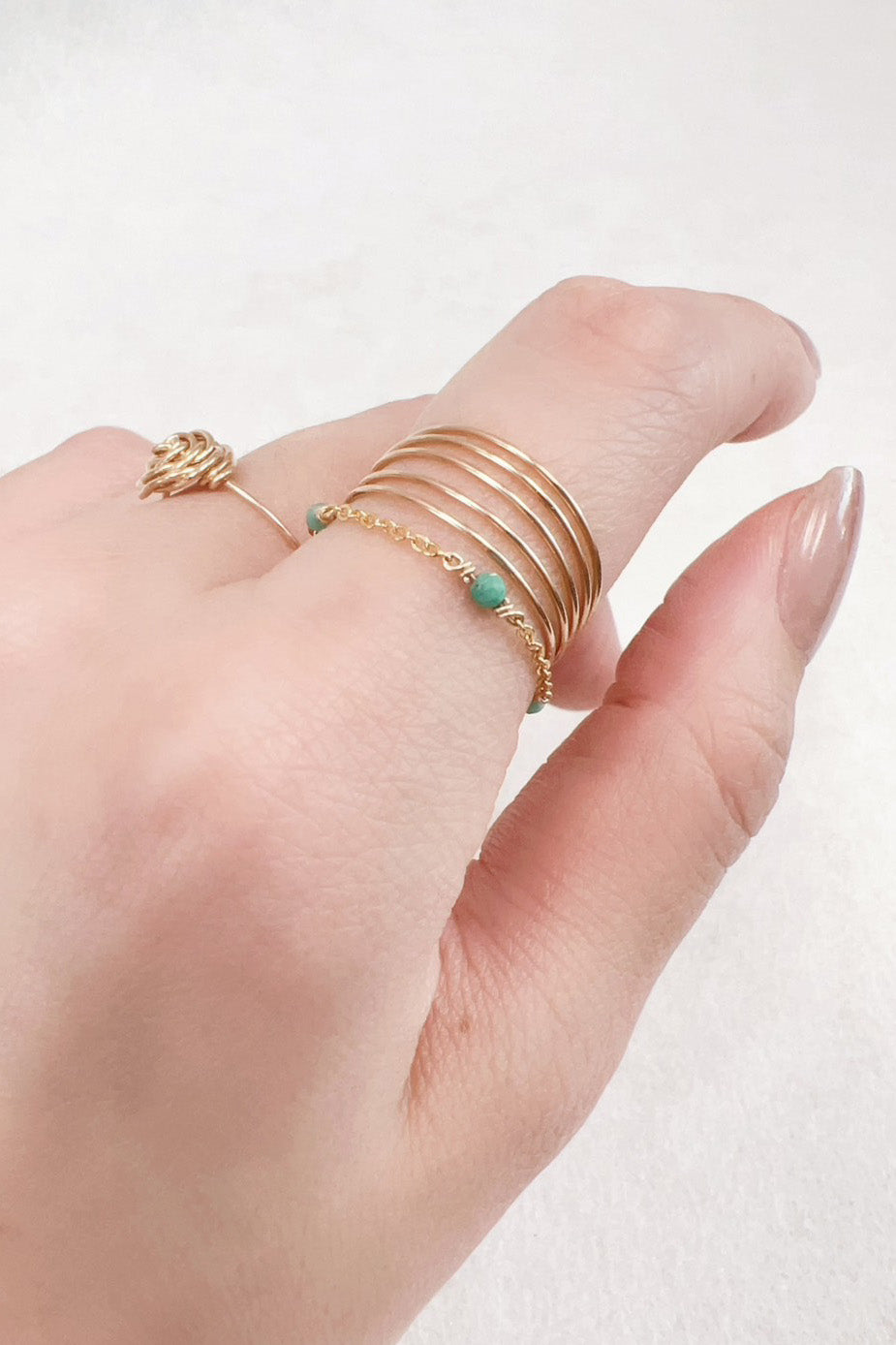 Bague chaînette Satellite - Émeraude 銀河祖母綠鍊戒