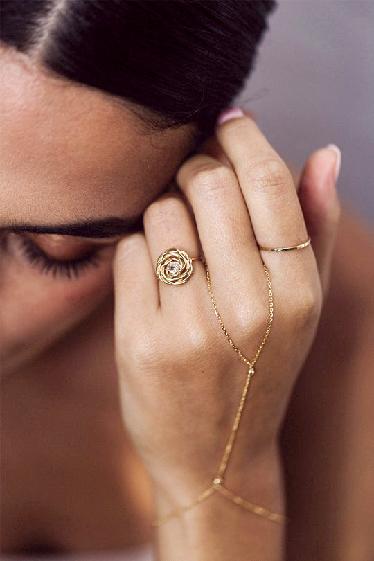 Bague moyenne Rosa Diamant - 18K 鑽石玫瑰戒指