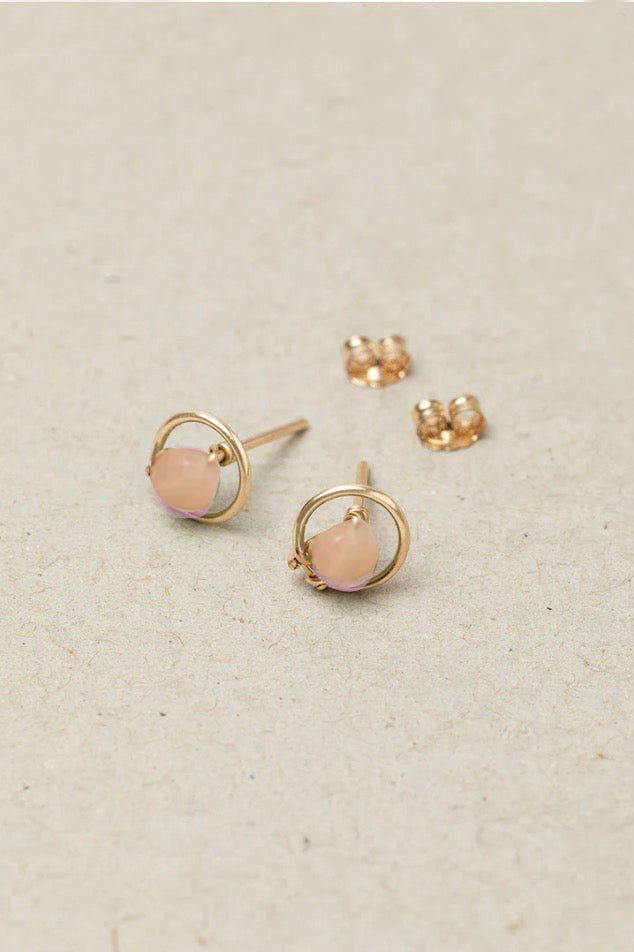 Puces Swan - 小月亮粉月光耳環