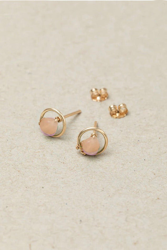 Puces Swan - 小月亮粉月光耳環