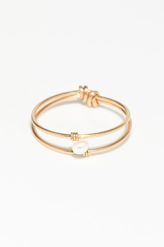 Bague double Essentiel - 雙線珍珠戒指
