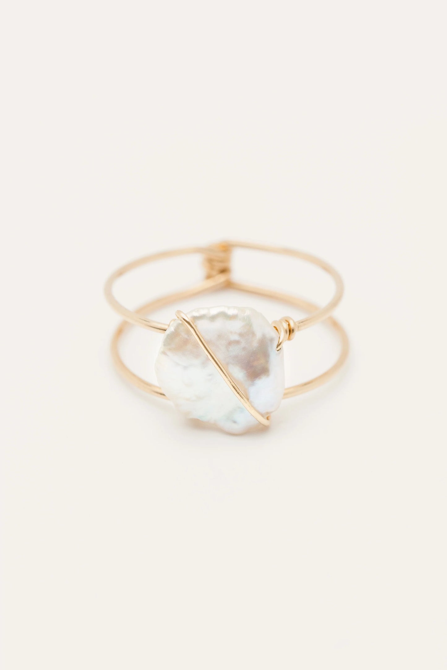 Bague Organique - Perle plate 巴洛克珍珠戒指