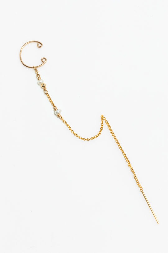 Bijou d'oreille chaînette Céleste - 星光珍珠耳扣環