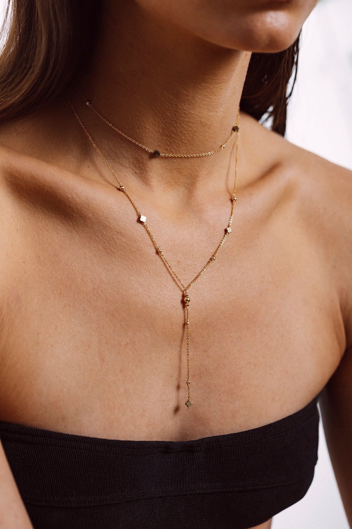 Collier Rosary Amaya - Trèfle Pyrite  閃耀幸運草 Y 字鍊