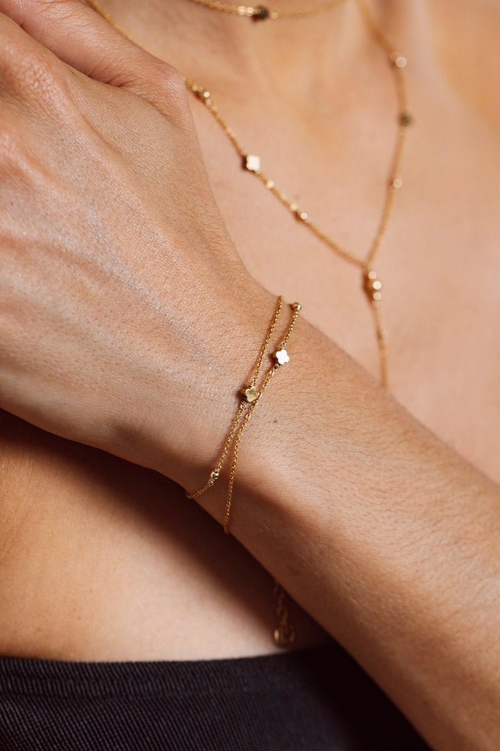 Bracelet - Collier Amaya - Trèfle Pyrite 閃耀幸運草項鍊/手鍊