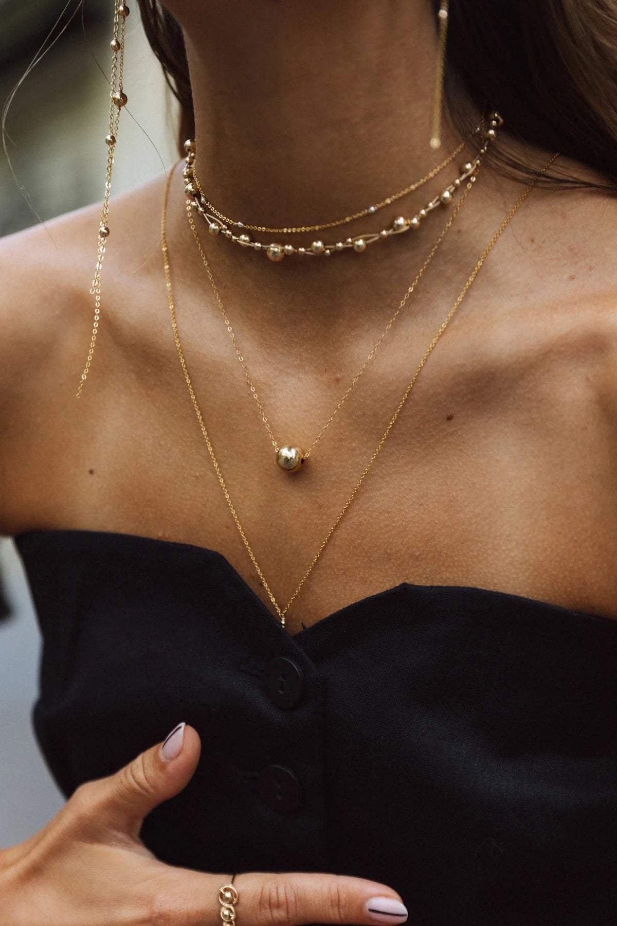 Collier long Stella - Or 經典金球項鍊