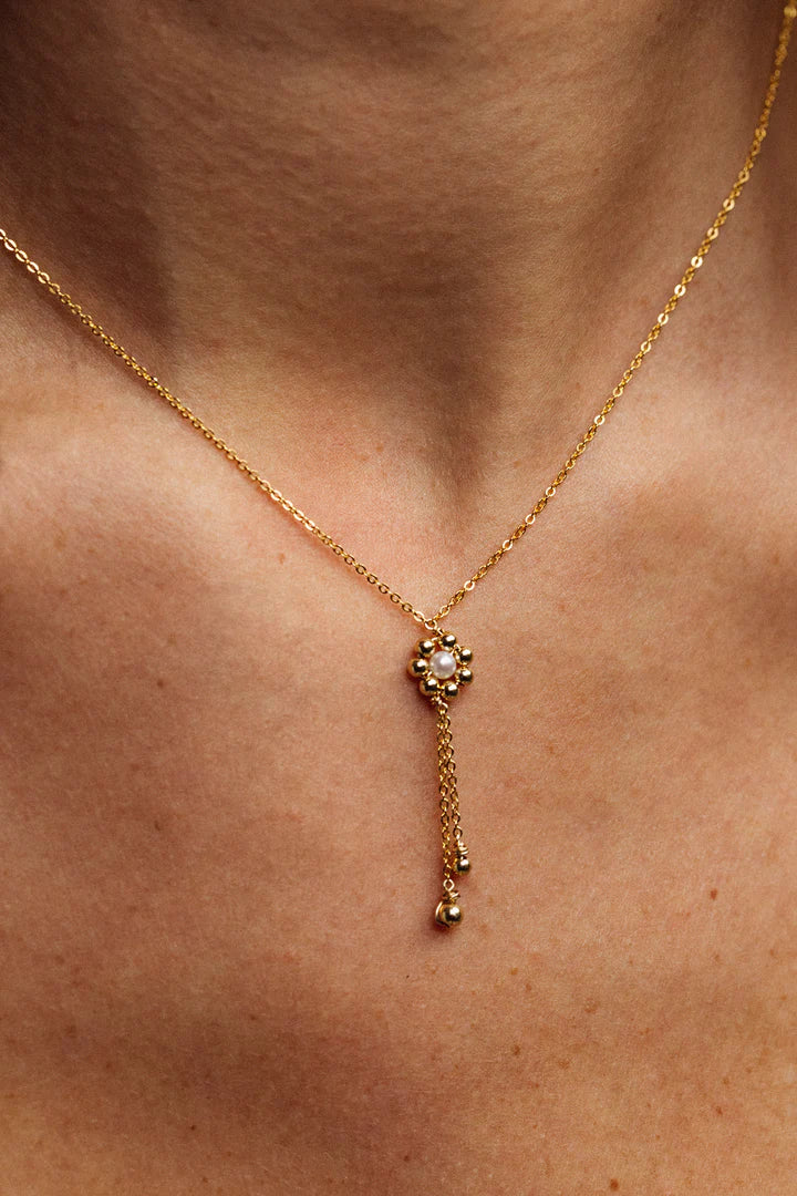 Collier cravate Daisy - Perle de culture 星光花語項鍊