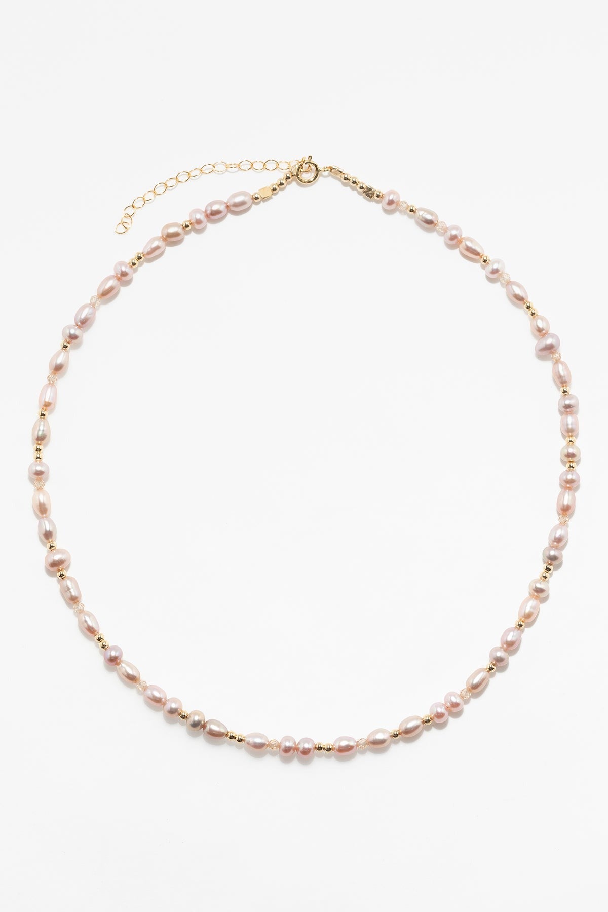 Collier Grain de riz - Perle de culture rose 經典滿圈玫瑰粉色珍珠項鍊