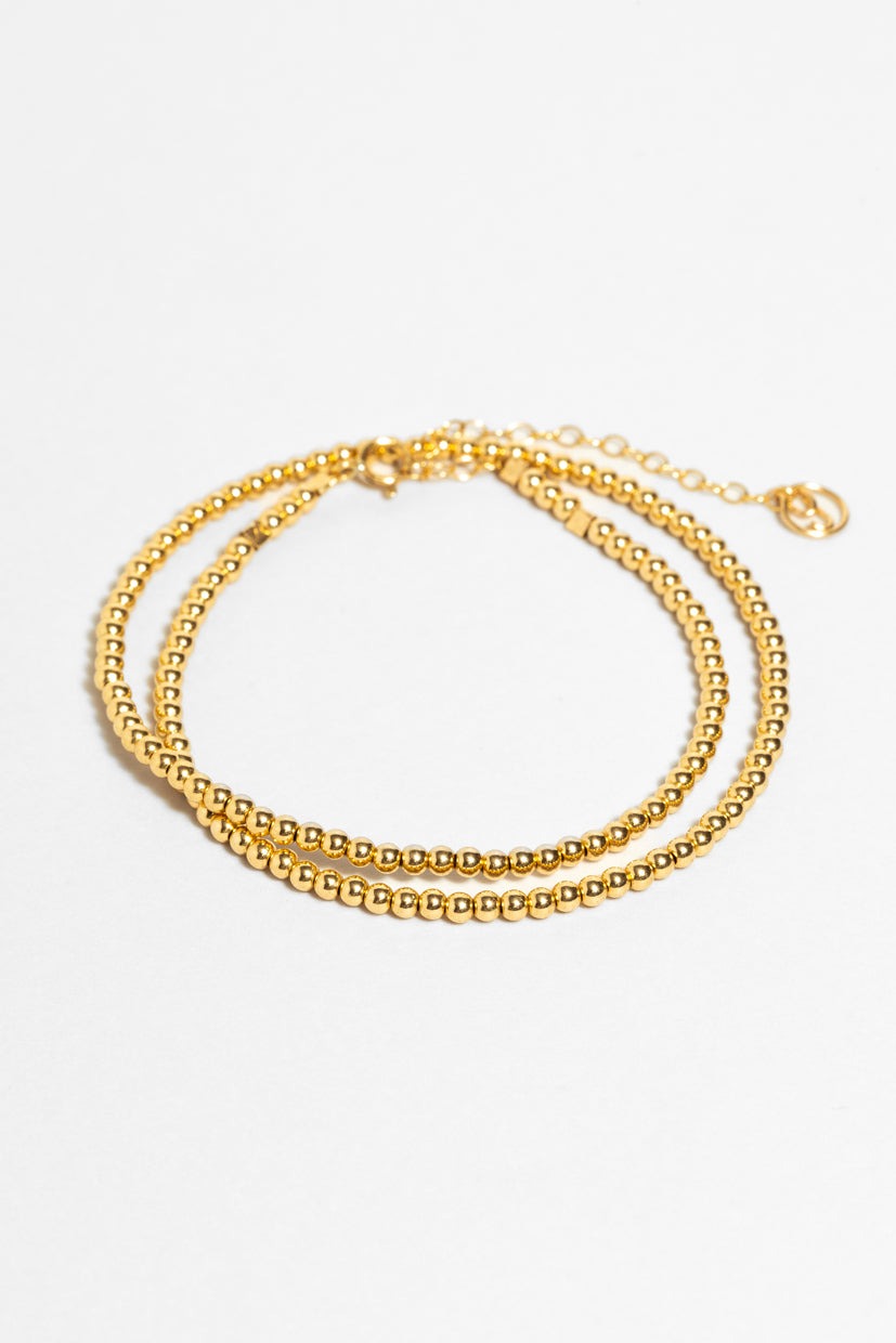 Collier-Bracelet double Queen - Or 滿圈金珠手/ 項鍊 (一飾兩用)