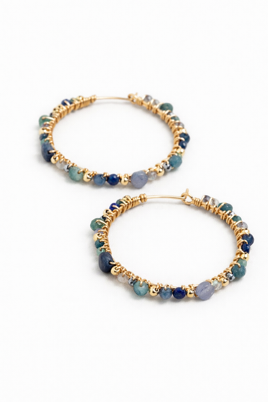 Grandes créoles Vénus - 維納斯女神耳環-藍寶石