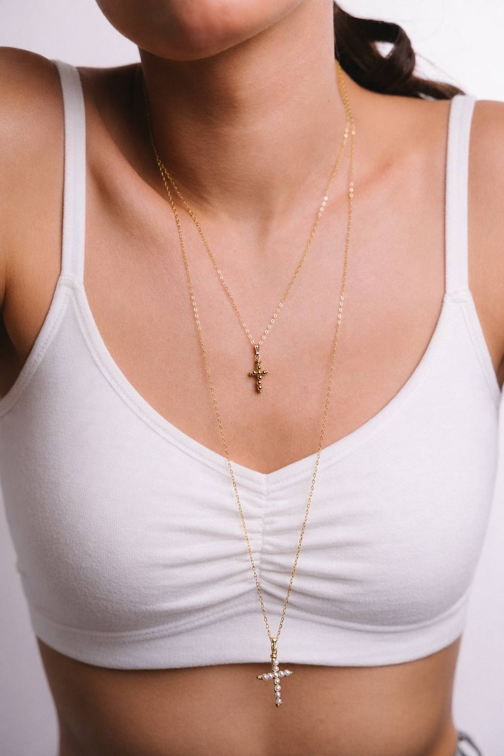 Collier Véra Or YAY 金珠十字項鍊