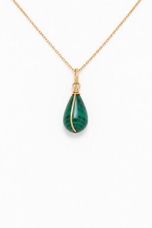 Pendentif Joumana - Menthe 孔雀石墜飾 (不含金鍊)