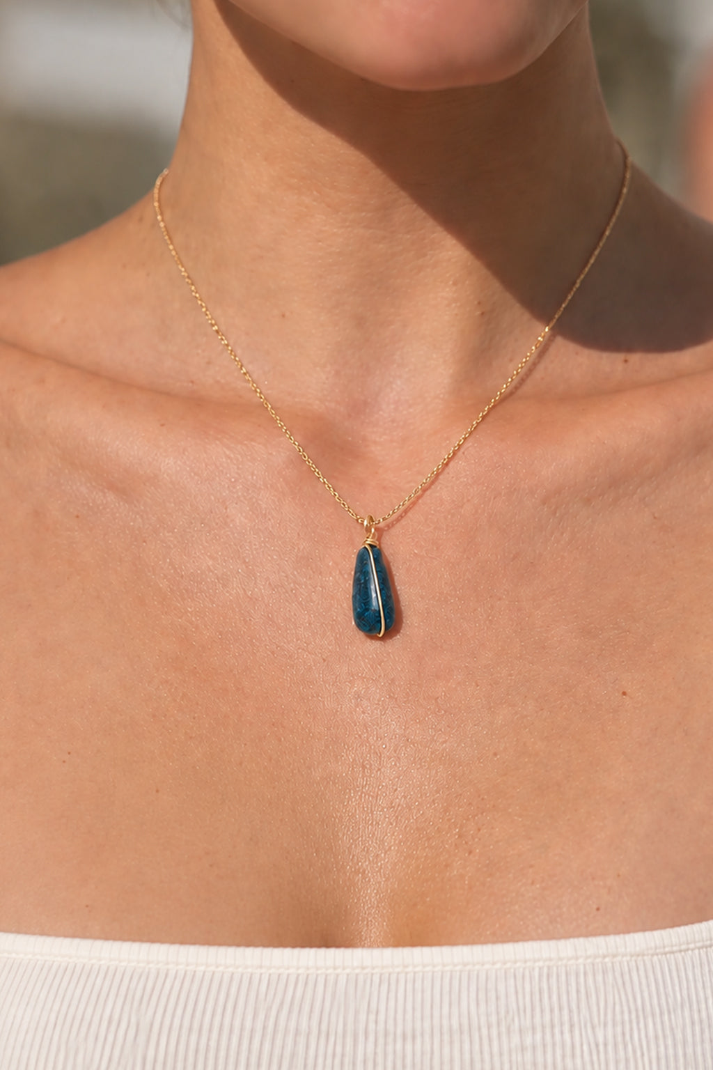 Pendentif Joumana - Azur 藍色磷灰石吊墜 (不含金鍊)