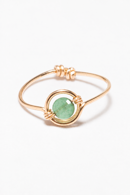 Bague Swan - aventurine 小月亮綠東陵戒指