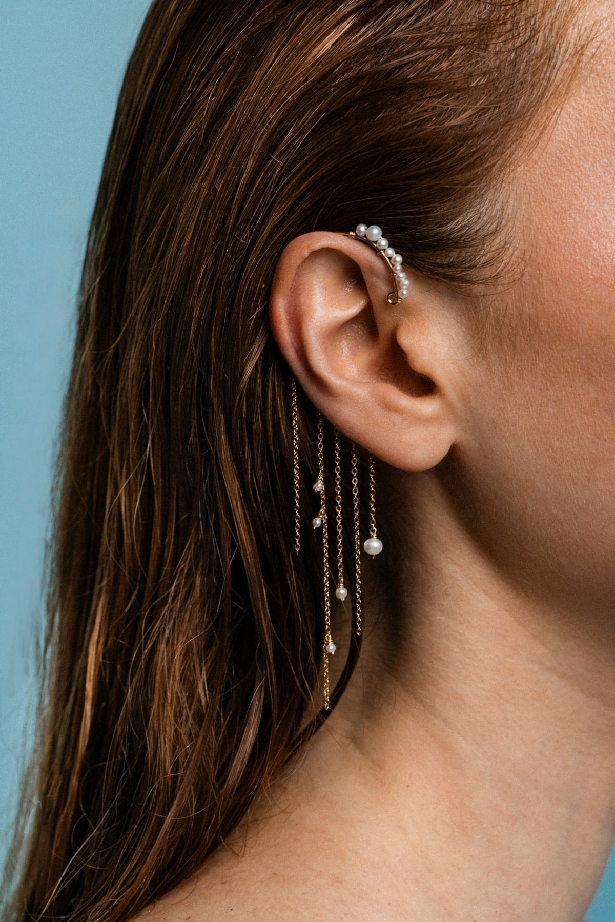 Bijou d'oreille faraya -  perle de culture 法拉雅手工流蘇珍珠耳鍊 (單邊)