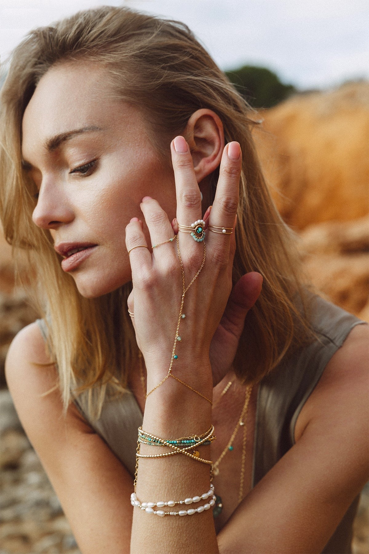 Bague double Essentiel - 雙線珍珠戒指