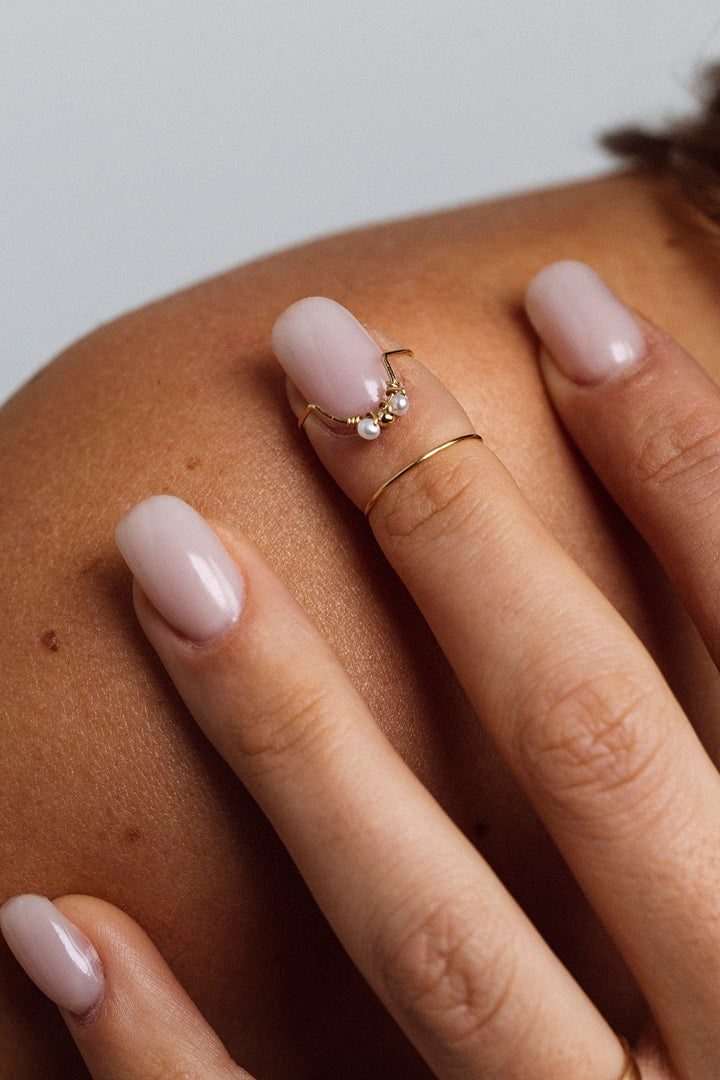 Bague d'ongle Tissage - Perle de culture 星舞珍珠戒指/ 指尖戒