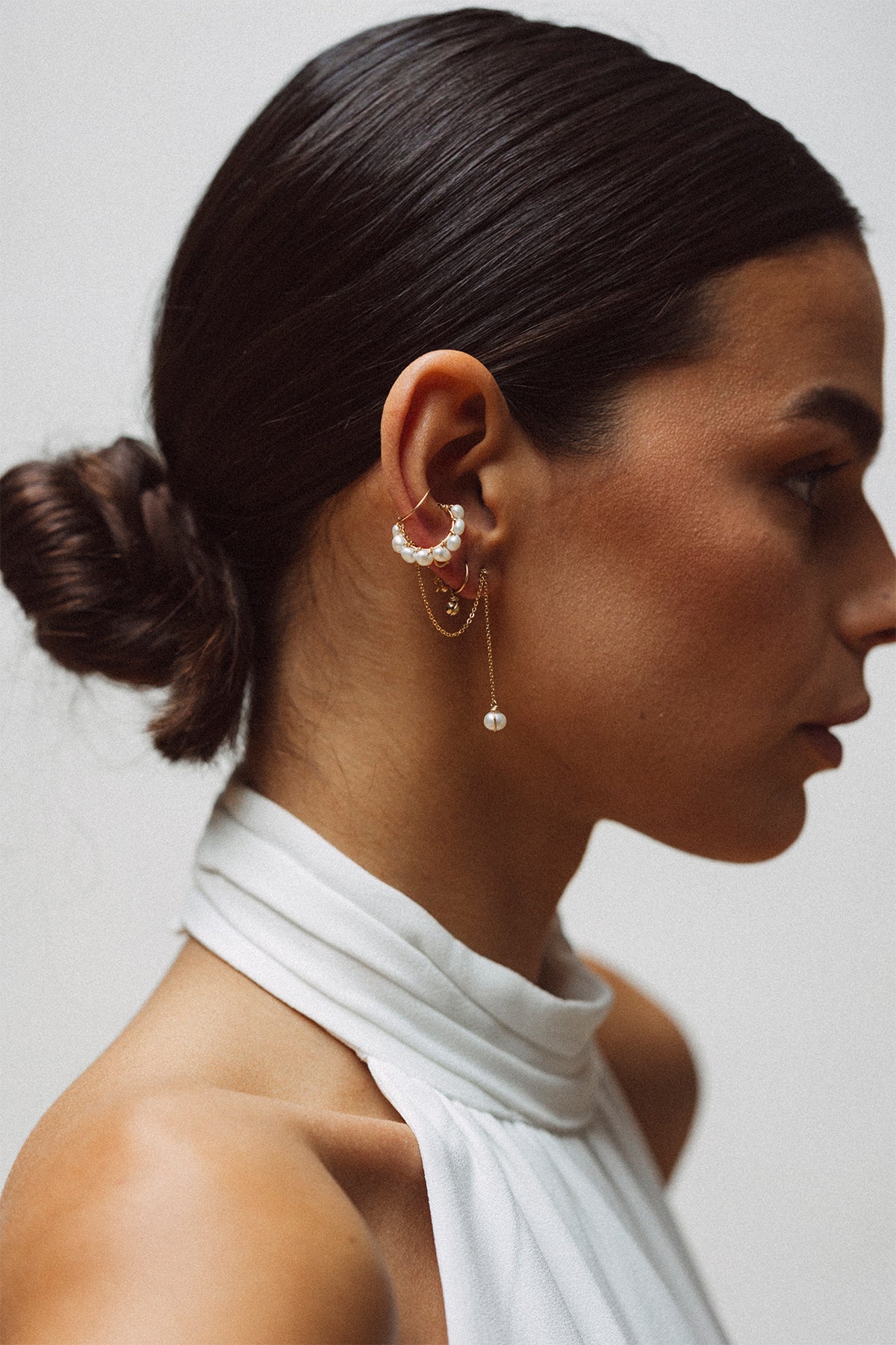 Bijou d'oreille stella -  perle de culture 恆星垂墜耳扣環 (單)