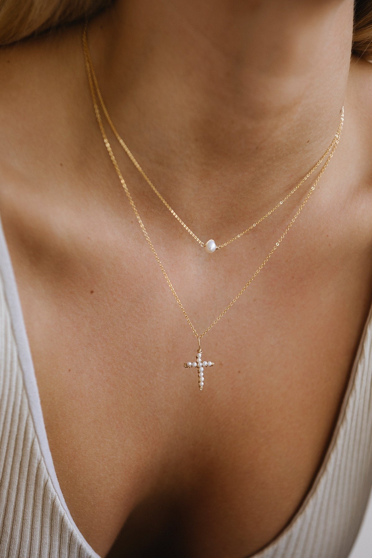 Collier Véra YAY珍珠十字項鍊