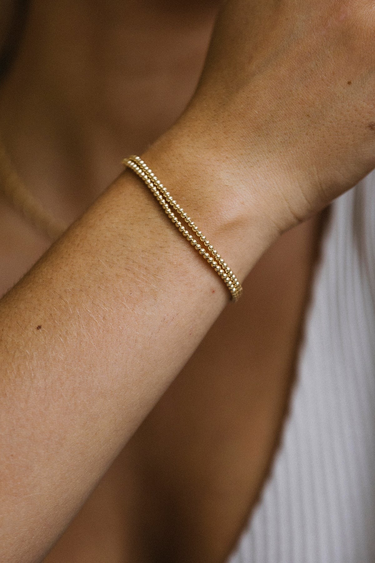 Collier-Bracelet double Queen - Or 滿圈金珠手/ 項鍊 (一飾兩用)