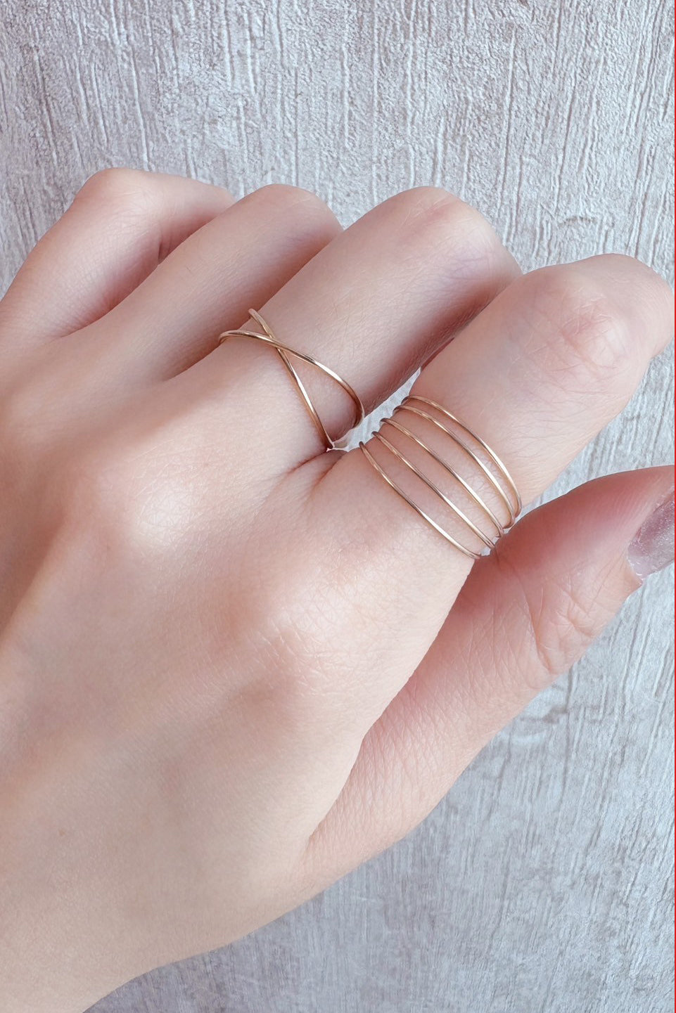 Bague multi rangs Essentiel - 經典素金多環戒指