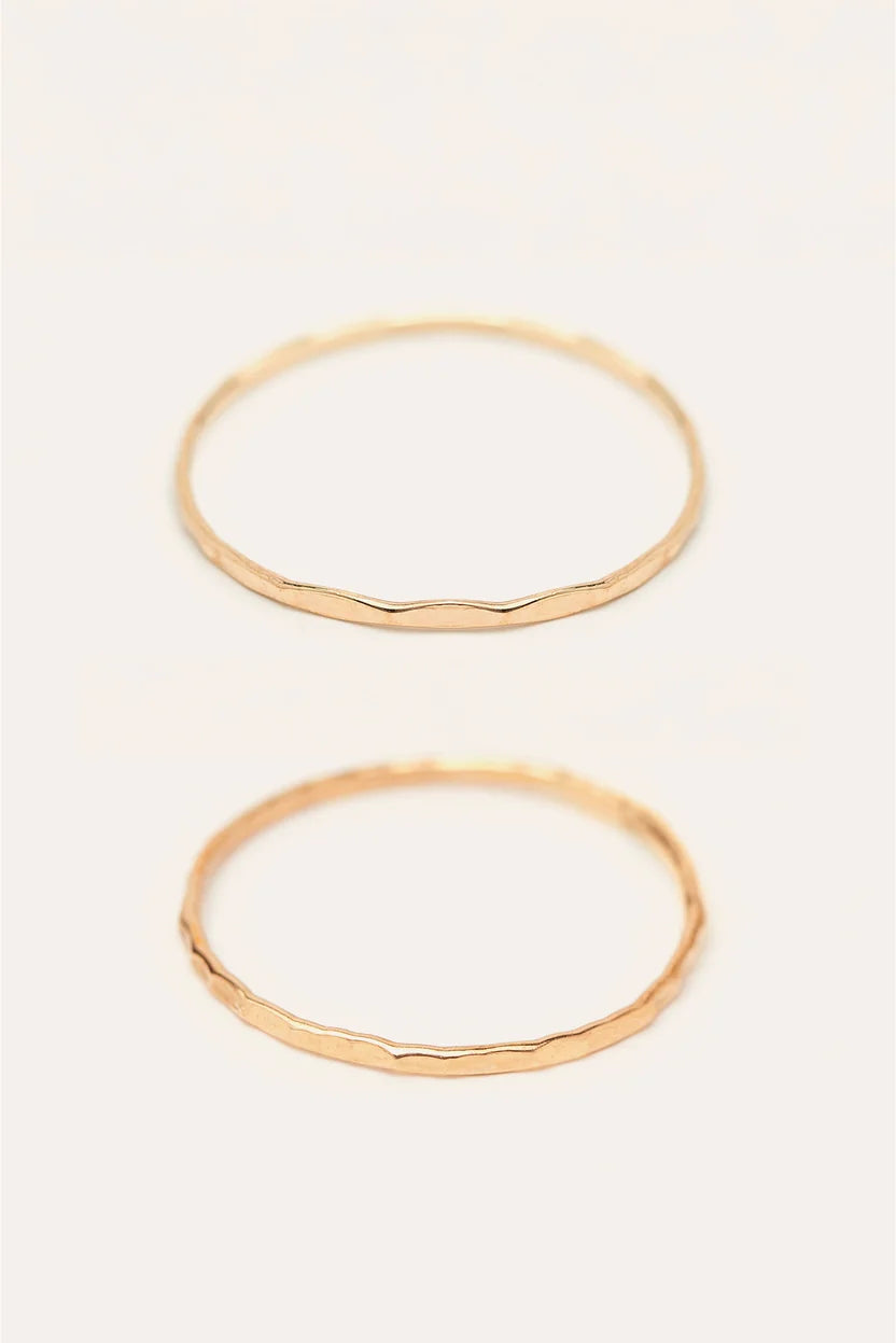 Coffret bagues martelées - Or 18K 手工錘紋戒指組合