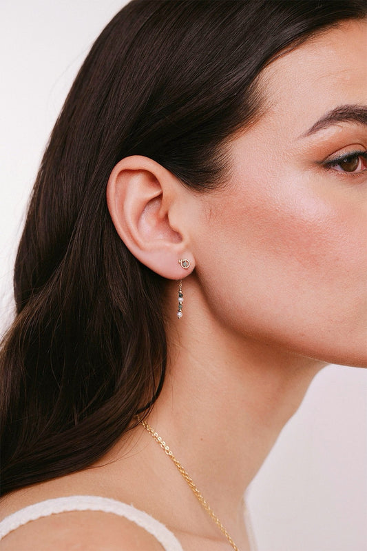 Coffret puce pina et fermoir ella - émeraude 艾拉祖母綠耳後扣(一對)