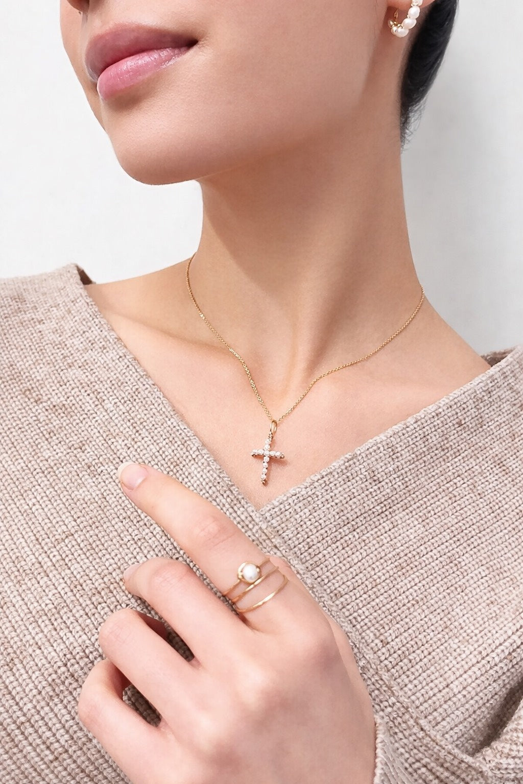 Collier Véra YAY珍珠十字項鍊