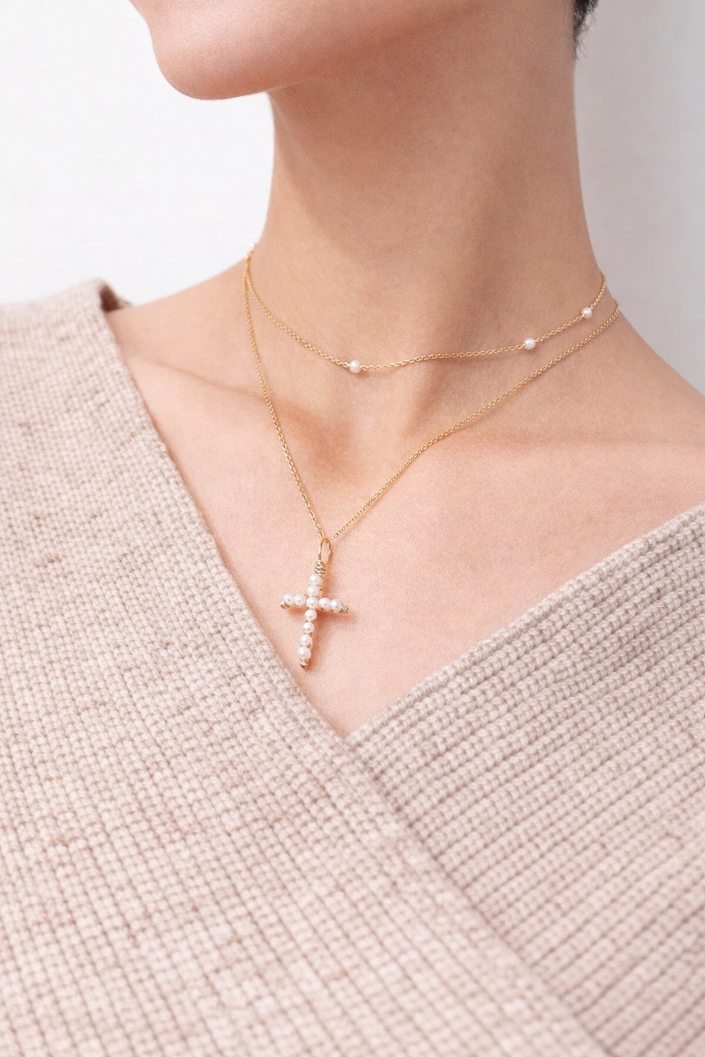 Collier Véra YAY珍珠十字項鍊