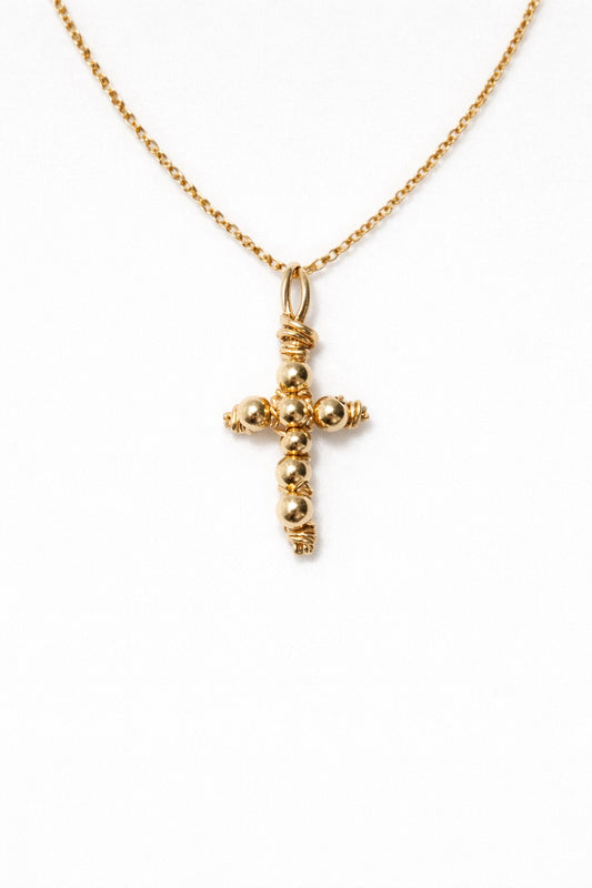 Collier Véra Or 金珠十字項鍊