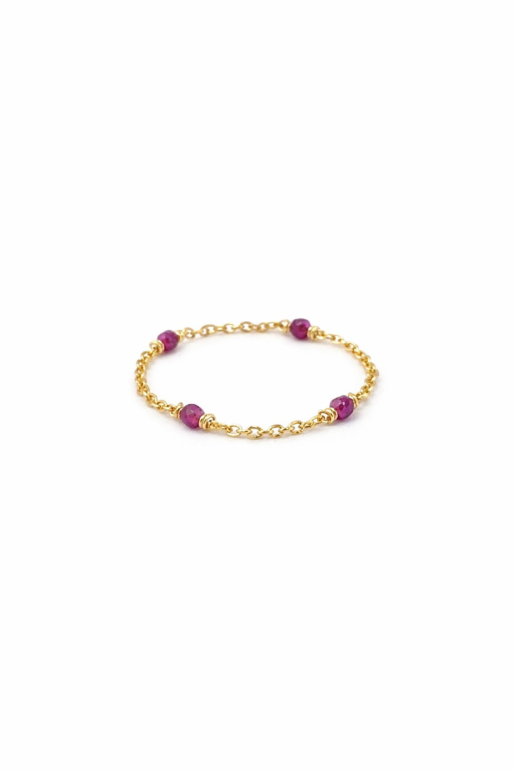 Bague chaînette Satellite - Rubis 星空紅寶石鍊戒