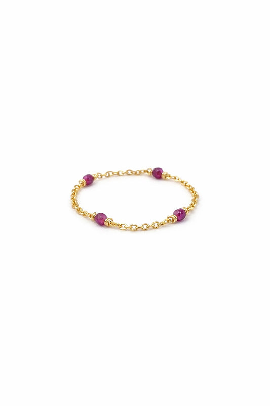 Bague chaînette Satellite - Rubis 星空紅寶石鍊戒