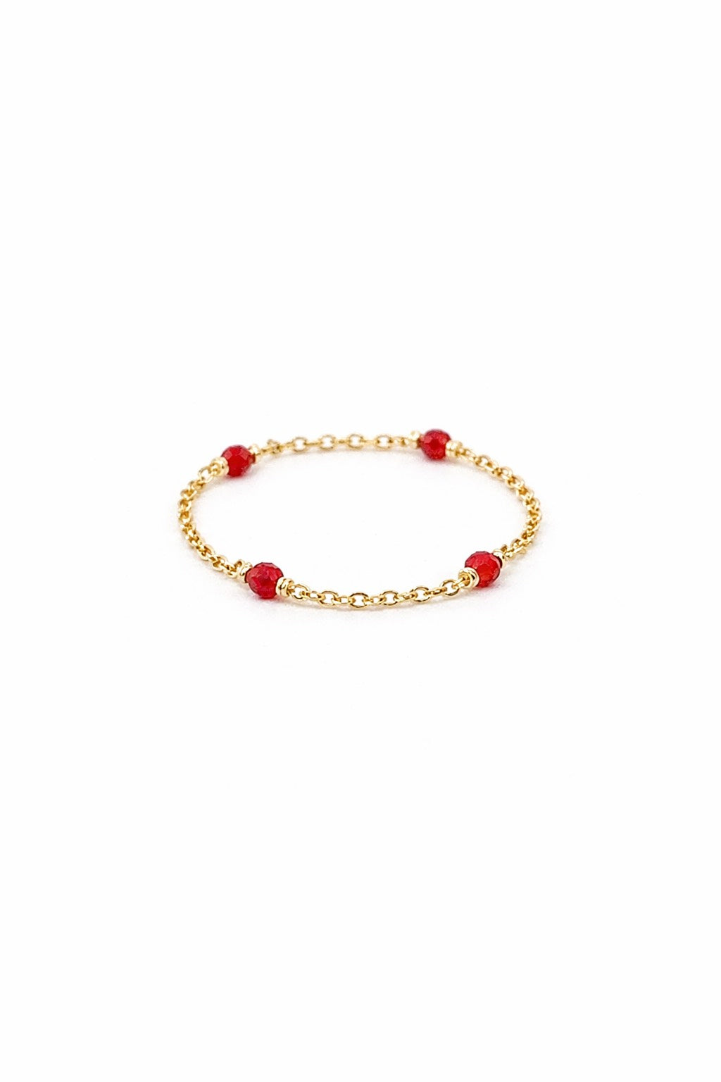 Bague chaînette Satellite - Cornaline 星空紅瑪瑙鍊戒
