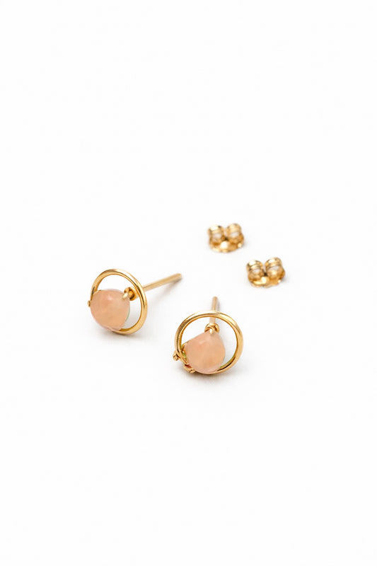 Puces Swan - 小月亮粉月光耳環