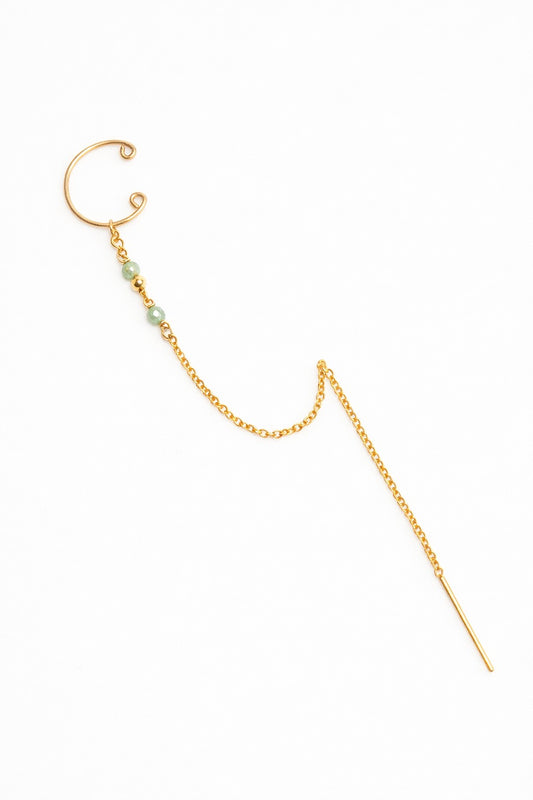 Bijou d'oreille chaînette Céleste - Émeraude 星光祖母綠耳扣環(單支)