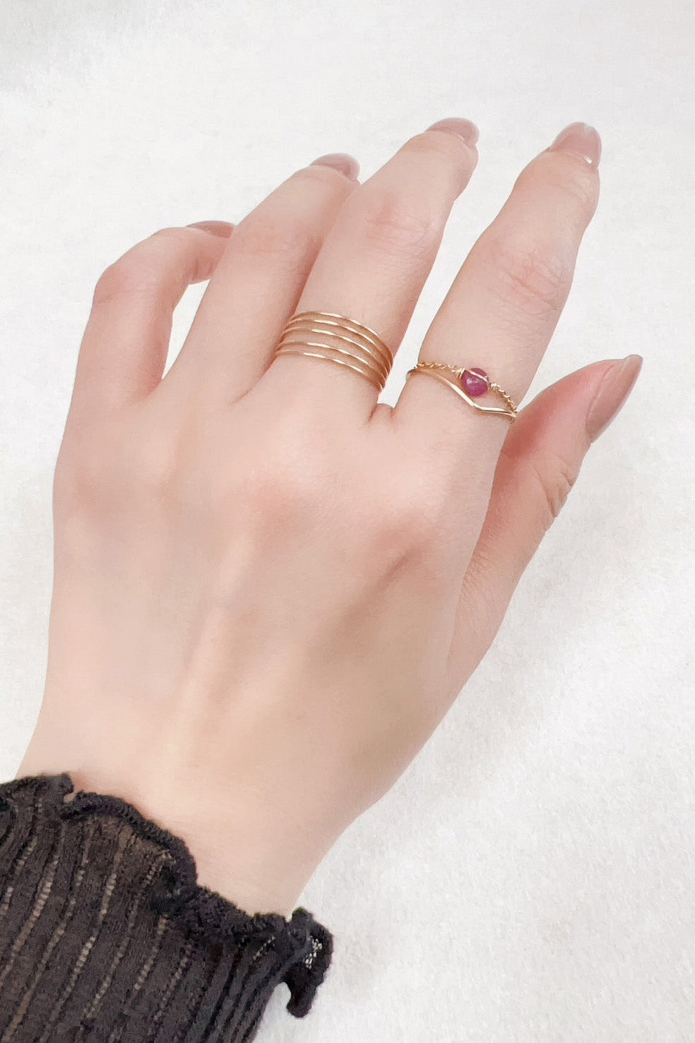 Bague chaînette Stella - Rubis 恆星紅寶石鍊戒