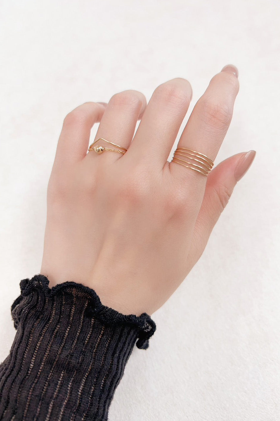 Bague Stella - Or 恆星金珠鍊戒