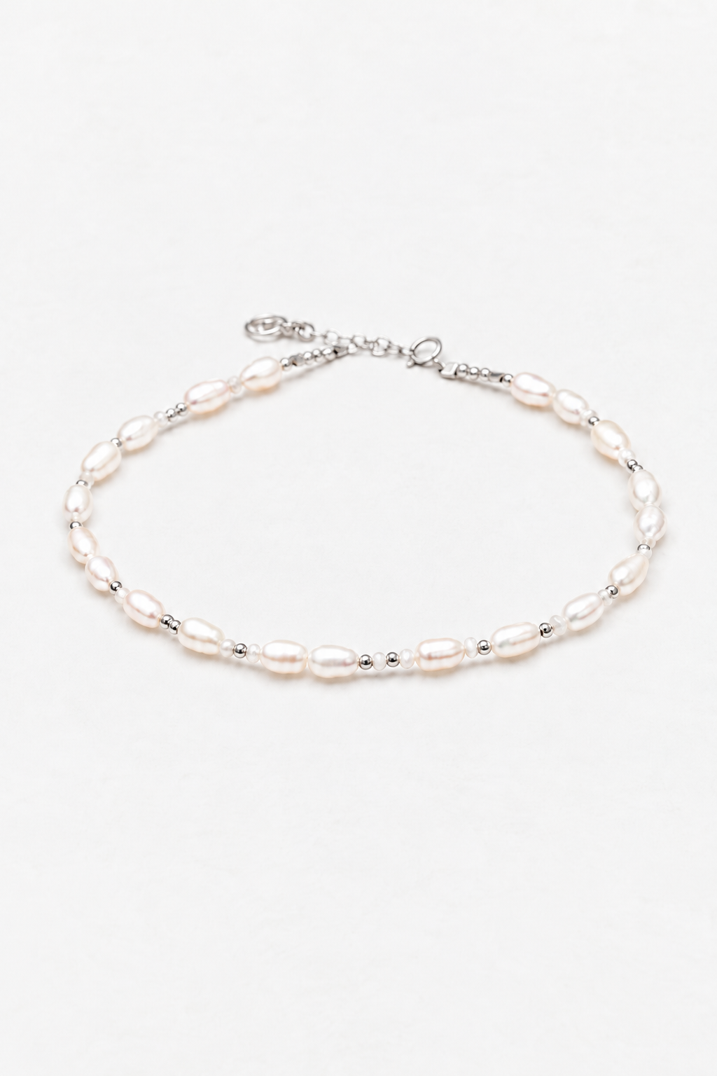 Chaîne cheville Grain de riz - Perles de culture 925純銀 經典滿圈珍珠腳鍊